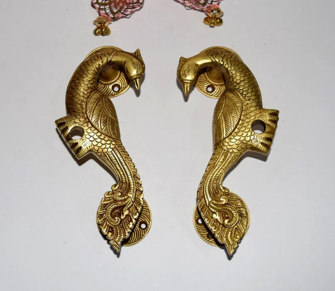 Handcrafted Brass Peacock Door Handle- ArtyCraftz.com