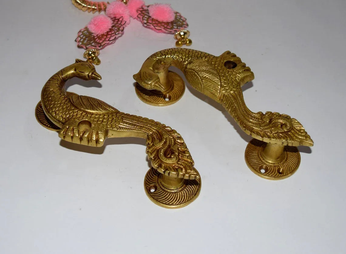 Handcrafted Brass Peacock Door Handle- ArtyCraftz.com
