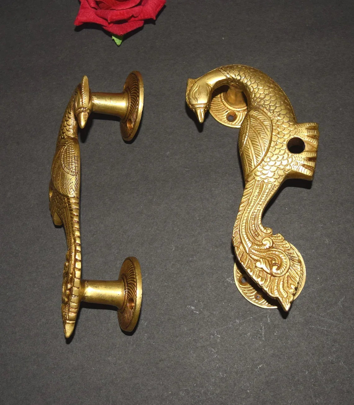 Handcrafted Brass Peacock Door Handle- ArtyCraftz.com