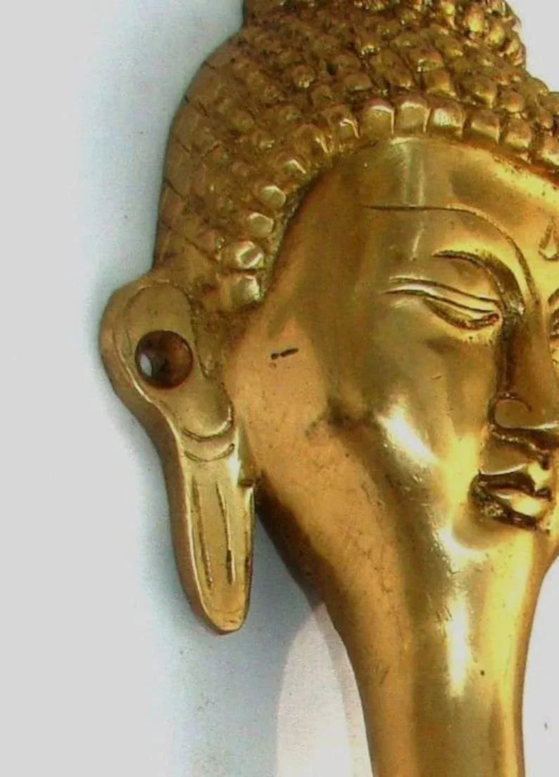 Brass Buddha Face Door Handle Pair-ArtyCraftz.com