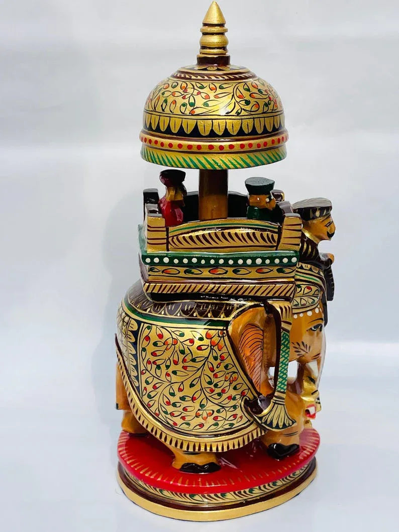 Handcrafted Royal Elephant Ambari Showpiece – Traditional Indian Decor