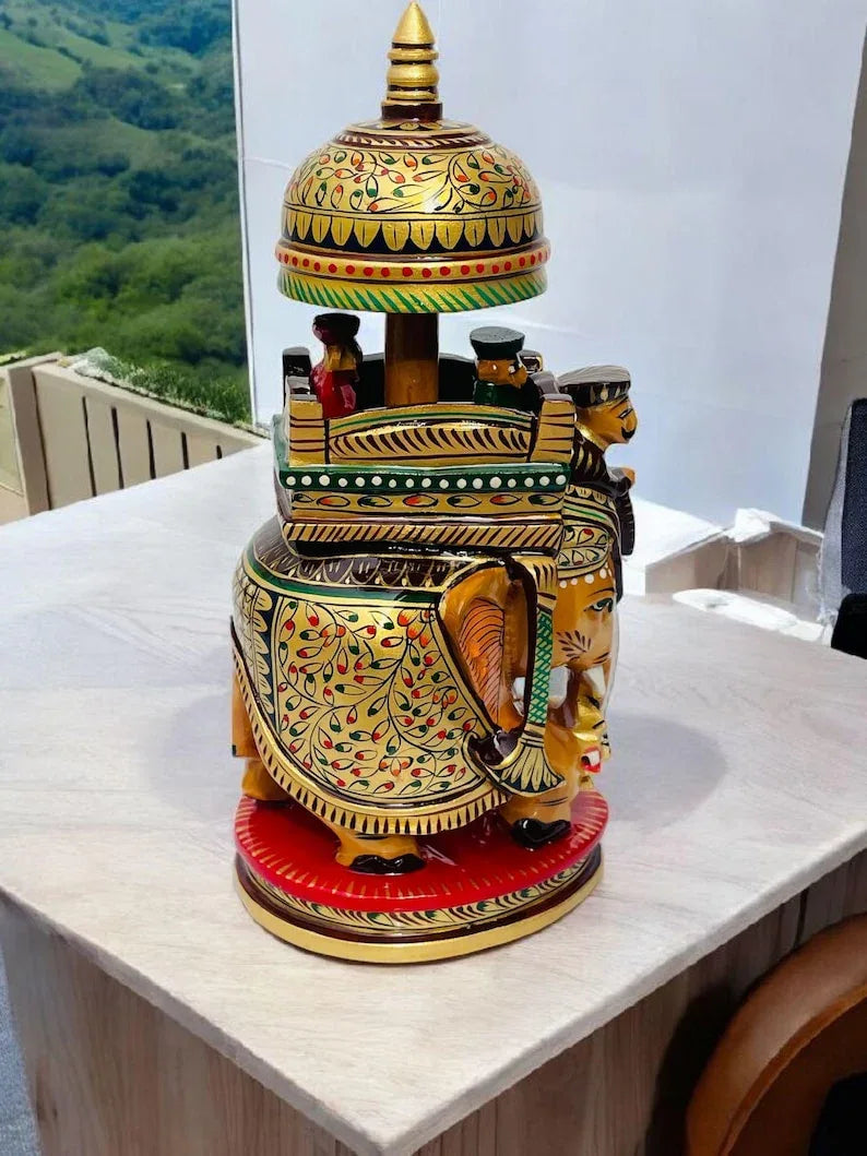 Handcrafted Royal Elephant Ambari Showpiece – Traditional Indian Decor