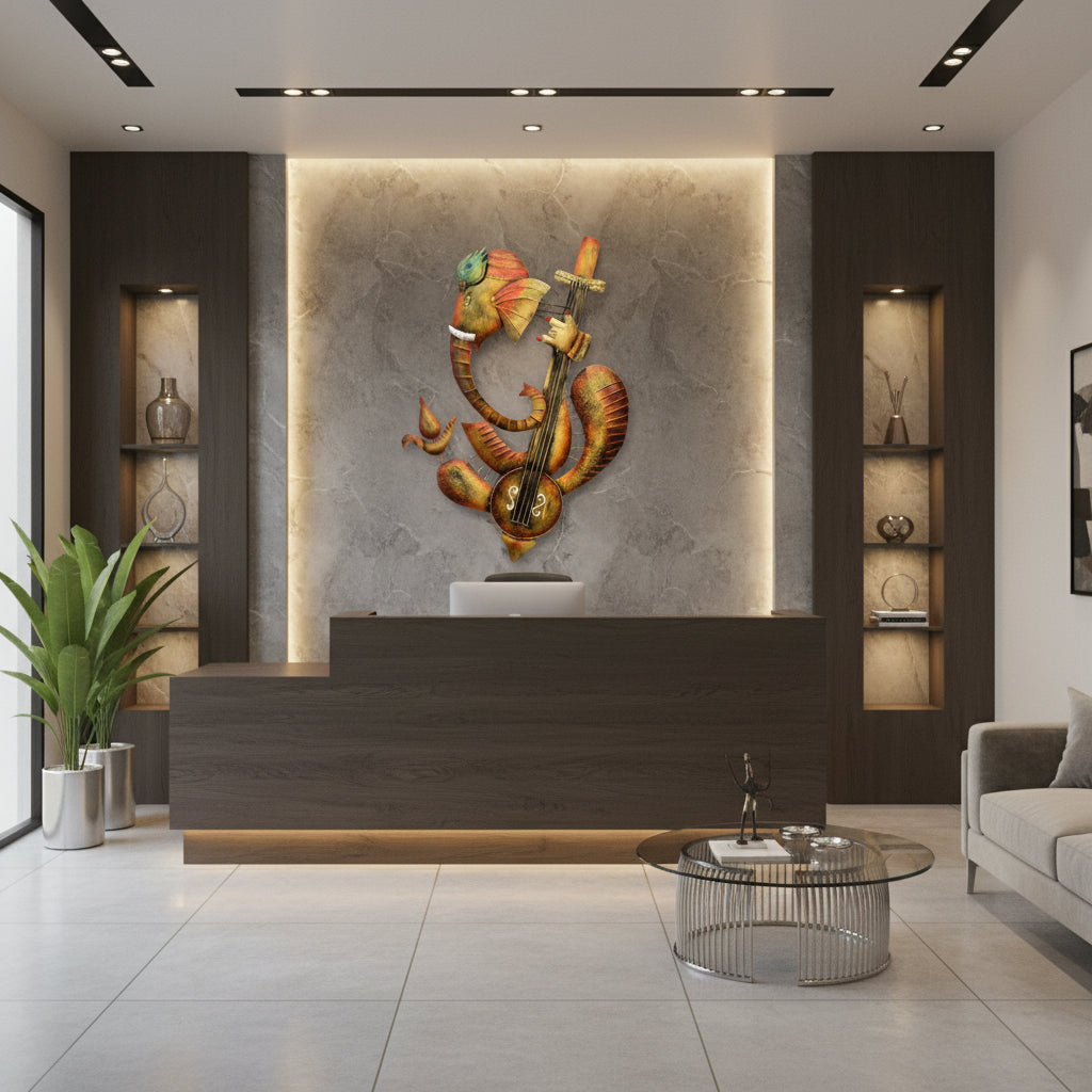 Musical Ganesha LED Iron Wall Art-ArtyCraftz.com