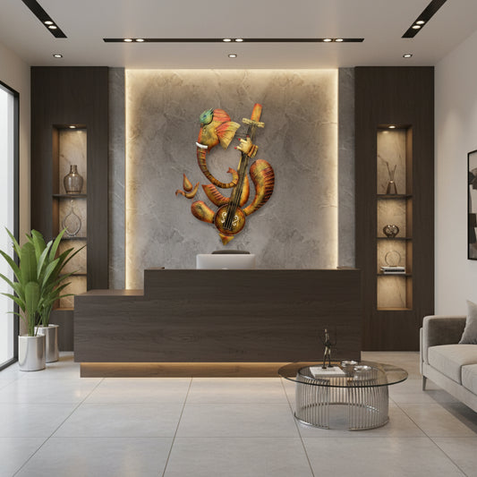 Musical Ganesha LED Iron Wall Art-ArtyCraftz.com