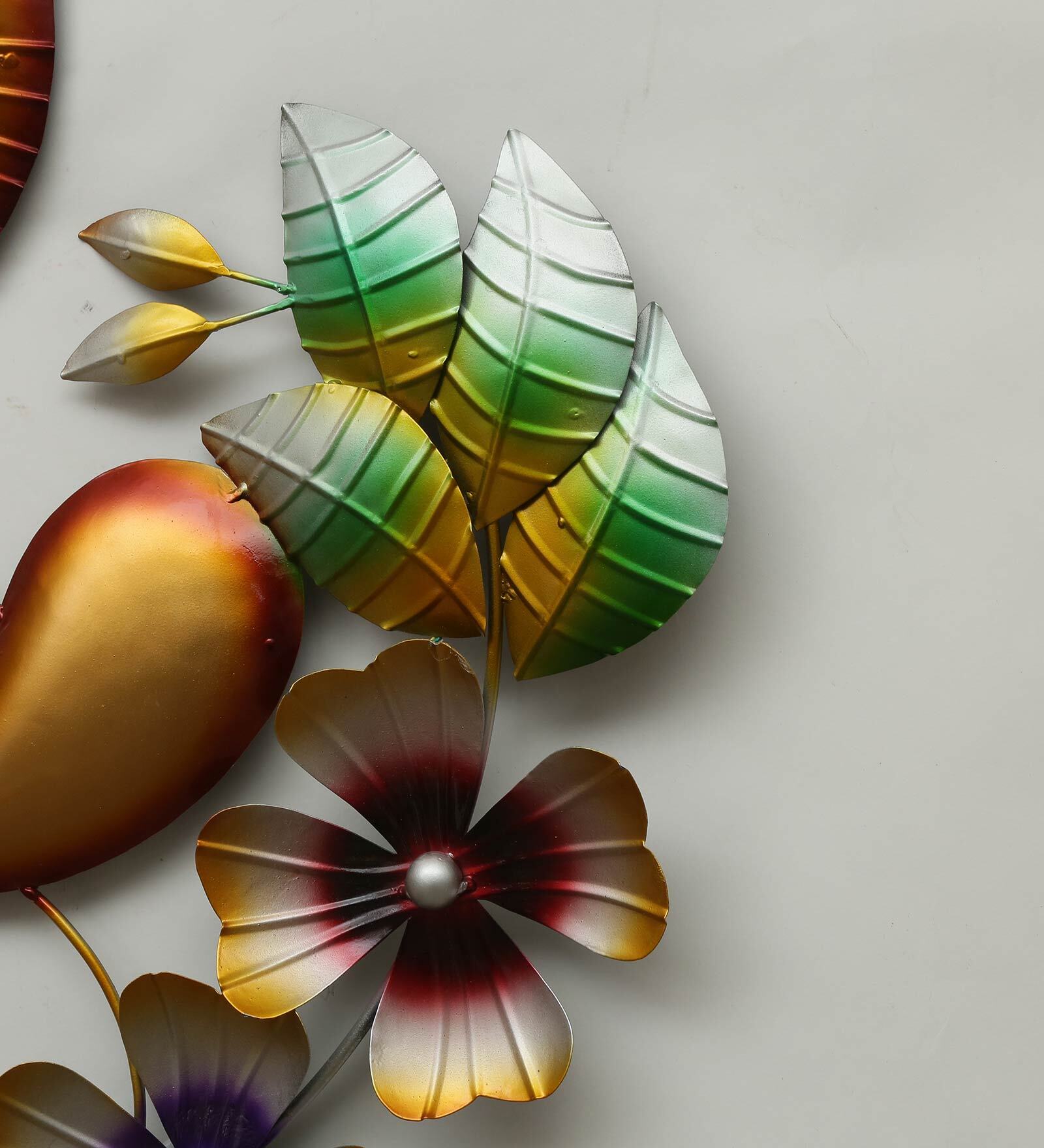 Divine Ganesha Metal Wall Art with Floral Design-ArtyCraftz.com