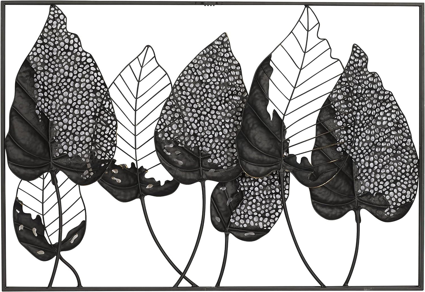 Iron Grey and Gold Peepal Leaves Wall Frame - ArtyCraftz