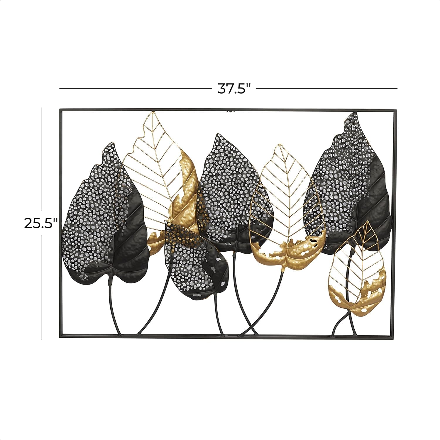 Iron Grey and Gold Peepal Leaves Wall Frame - ArtyCraftz