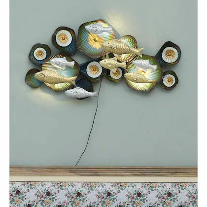 Multicolor Iron Fish Wall Art