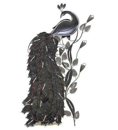 Iron LED Peacock with leaves Wall Art - ArtyCraftz