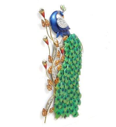 Iron LED Peacock with leaves Wall Art - ArtyCraftz
