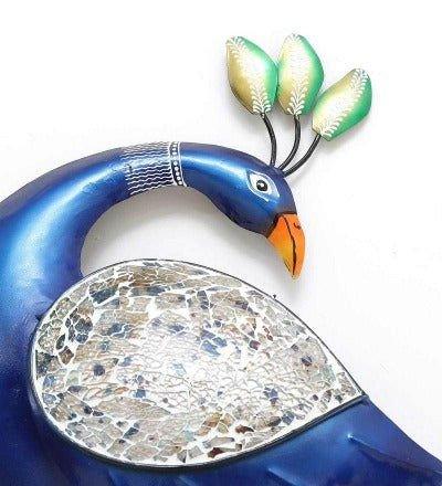 Iron LED Peacock with leaves Wall Art - ArtyCraftz