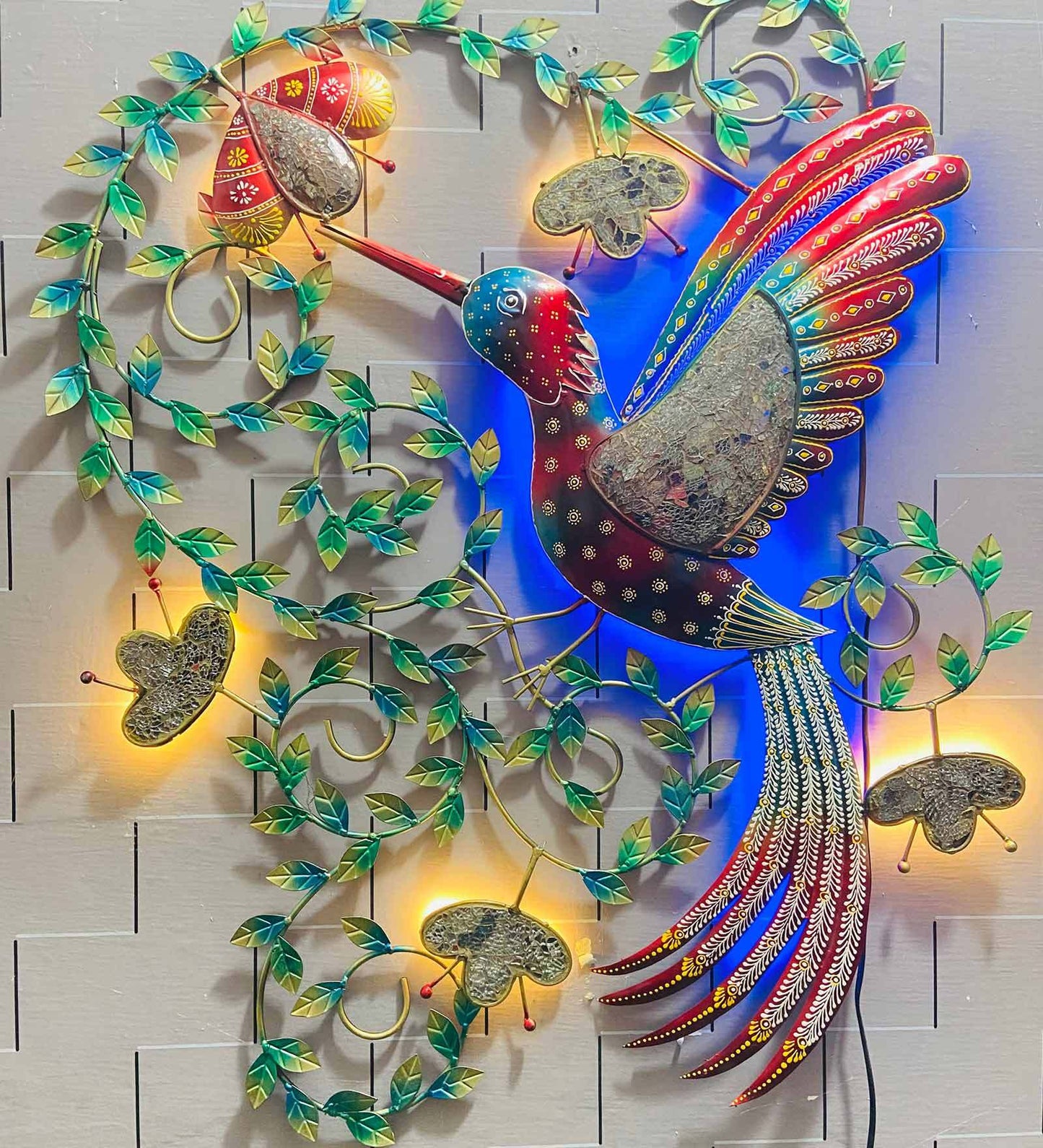 Colourful Metal Humming bird Metal Wall Decor