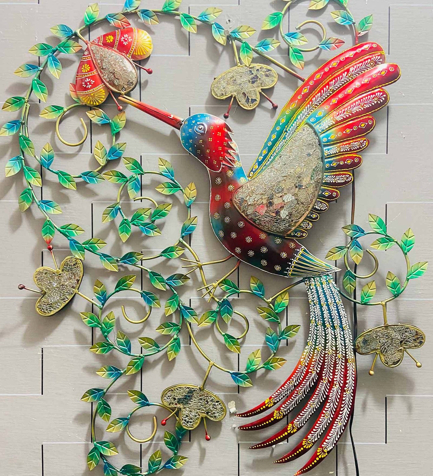 Colourful Metal Humming bird Metal Wall Decor