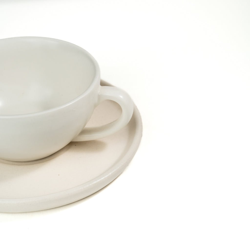 Ivory Matte Cup & Saucer | 240 ml | Off - White - ArtyCraftz