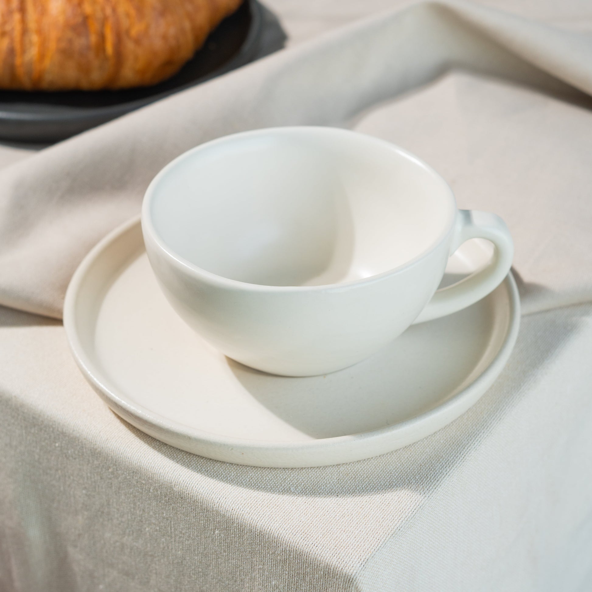 Ivory Matte Cup & Saucer | 240 ml | Off - White - ArtyCraftz