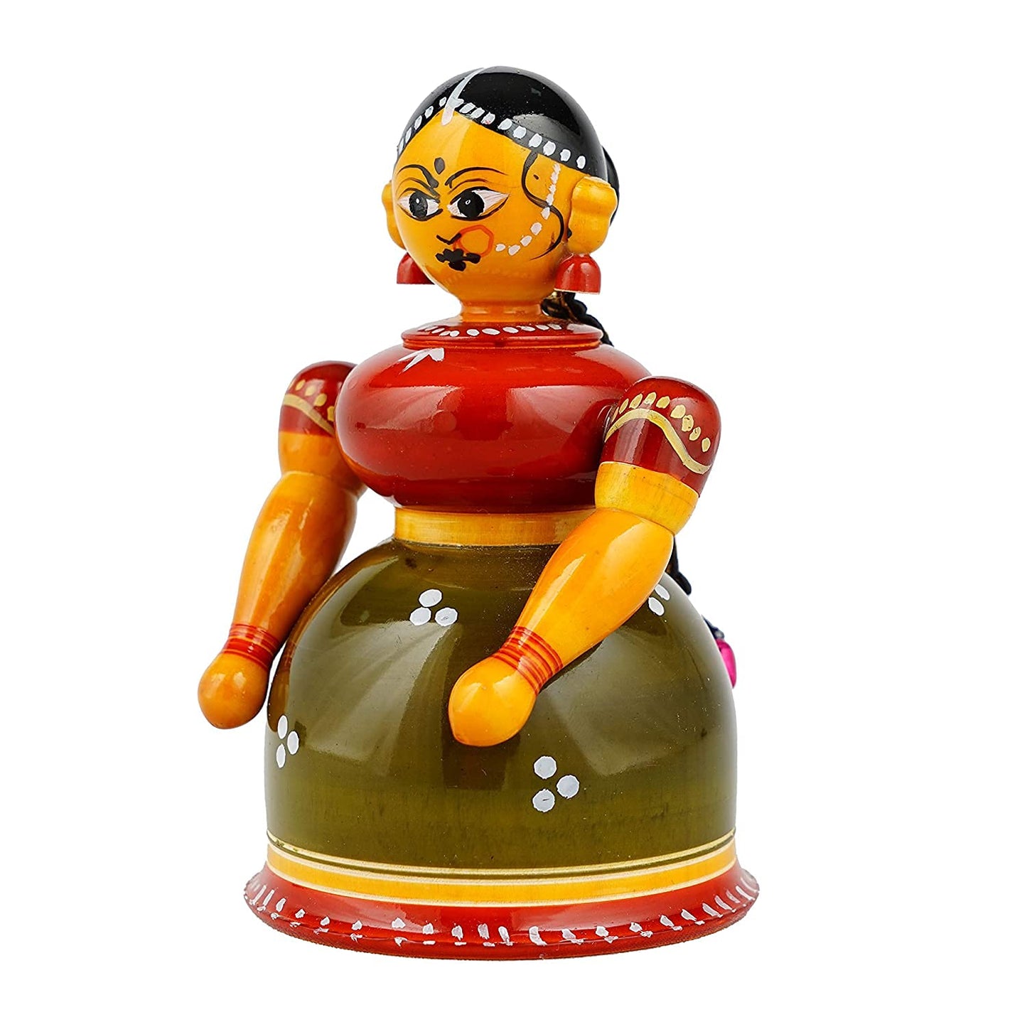 Kondapalli Traditional Lady Butta Bomma Figurine Kumkum Box - ArtyCraftz