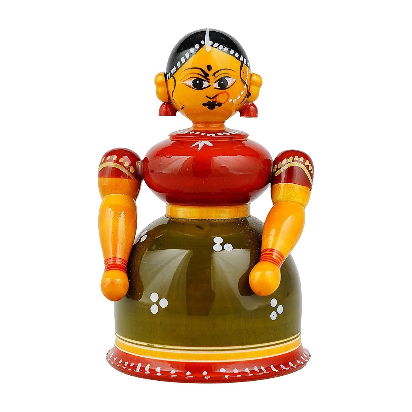 Kondapalli Traditional Lady Butta Bomma Figurine Kumkum Box - ArtyCraftz