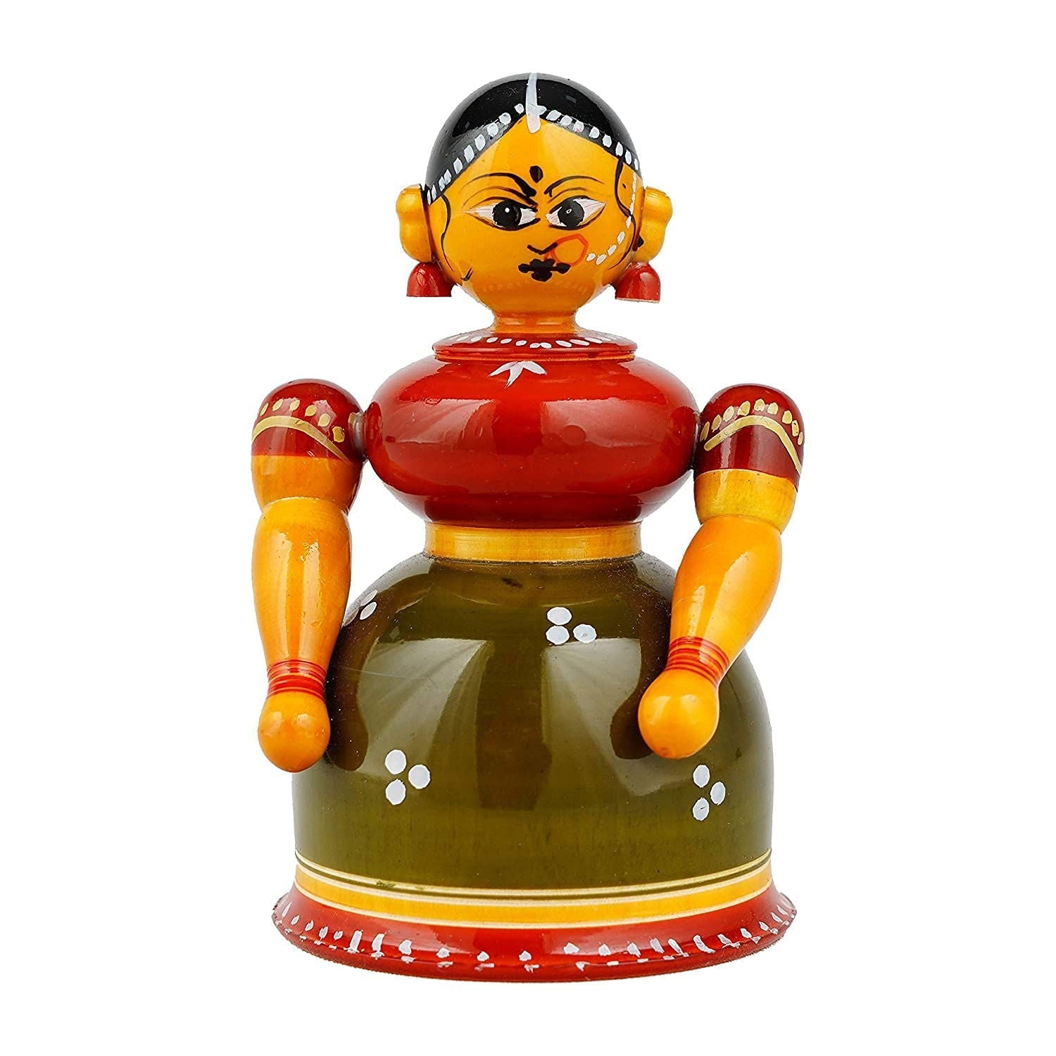Kondapalli Traditional Lady Butta Bomma Figurine Kumkum Box - ArtyCraftz