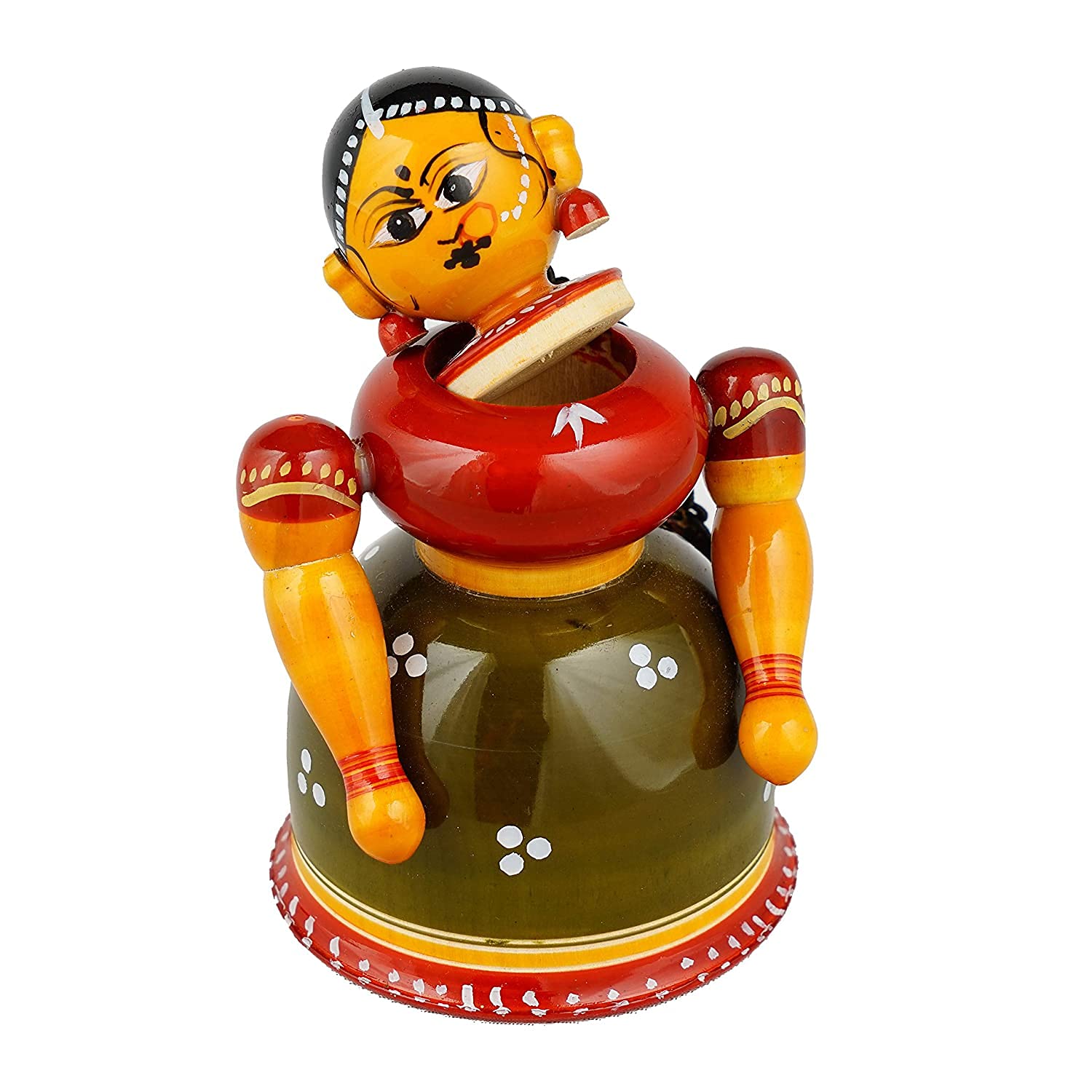 Kondapalli Traditional Lady Butta Bomma Figurine Kumkum Box - ArtyCraftz