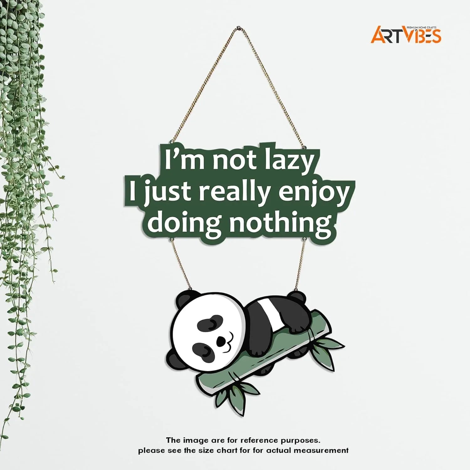 Lazy Panda Printed Wooden Wall Hanging with Quotes - ArtyCraftz