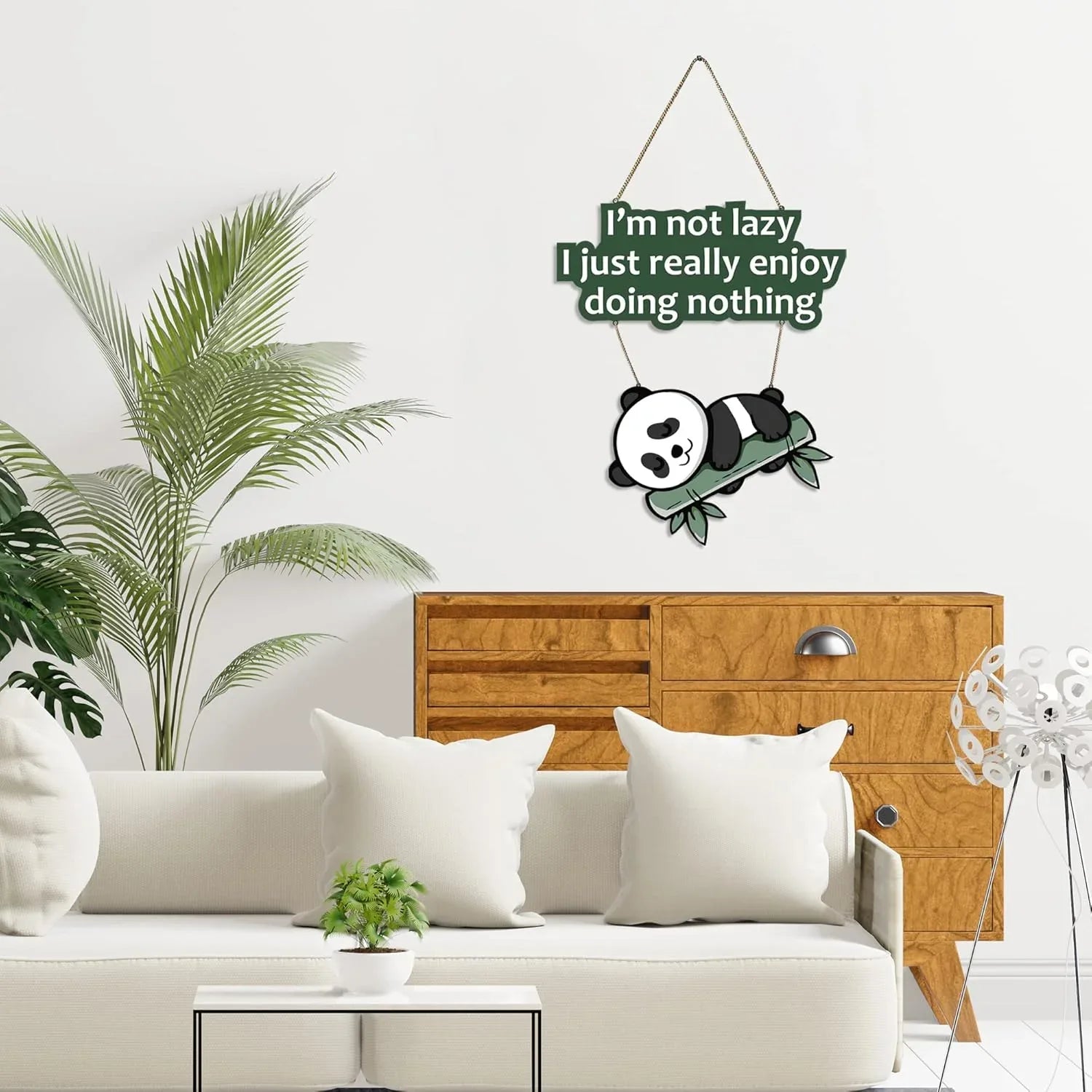 Lazy Panda Printed Wooden Wall Hanging with Quotes - ArtyCraftz