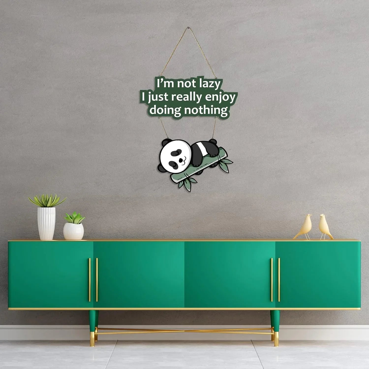 Lazy Panda Printed Wooden Wall Hanging with Quotes - ArtyCraftz