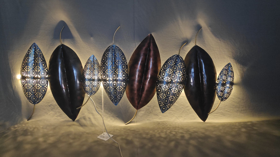 Iron Multi Leaves with LED Wall Art 42 x 1 x 19 Inch