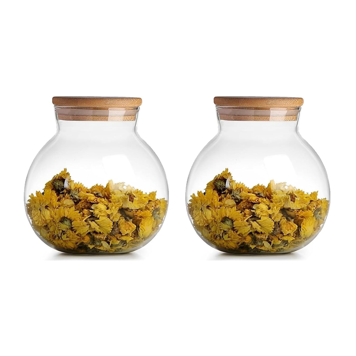 Matka Shape Glass Container with Wooden Lid - ArtyCraftz