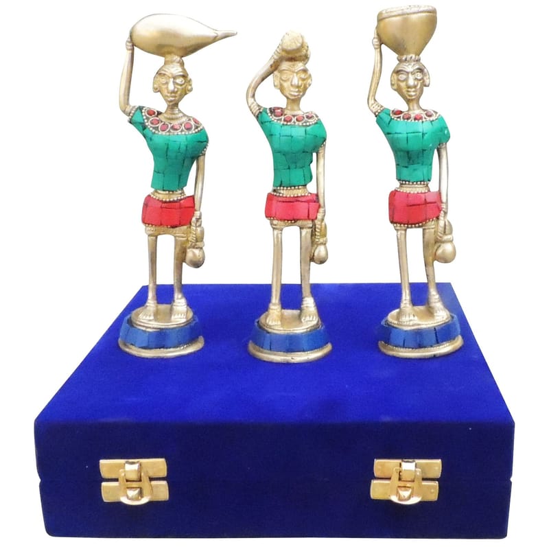Handcrafted Brass Rajasthani Musical Set Of 3 for Showpiece