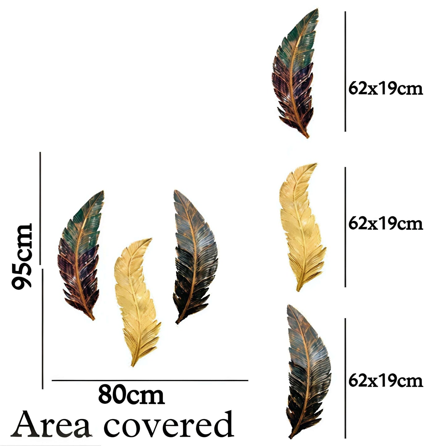 Metal 3 Colourful Leaves Wall Art - ArtyCraftz