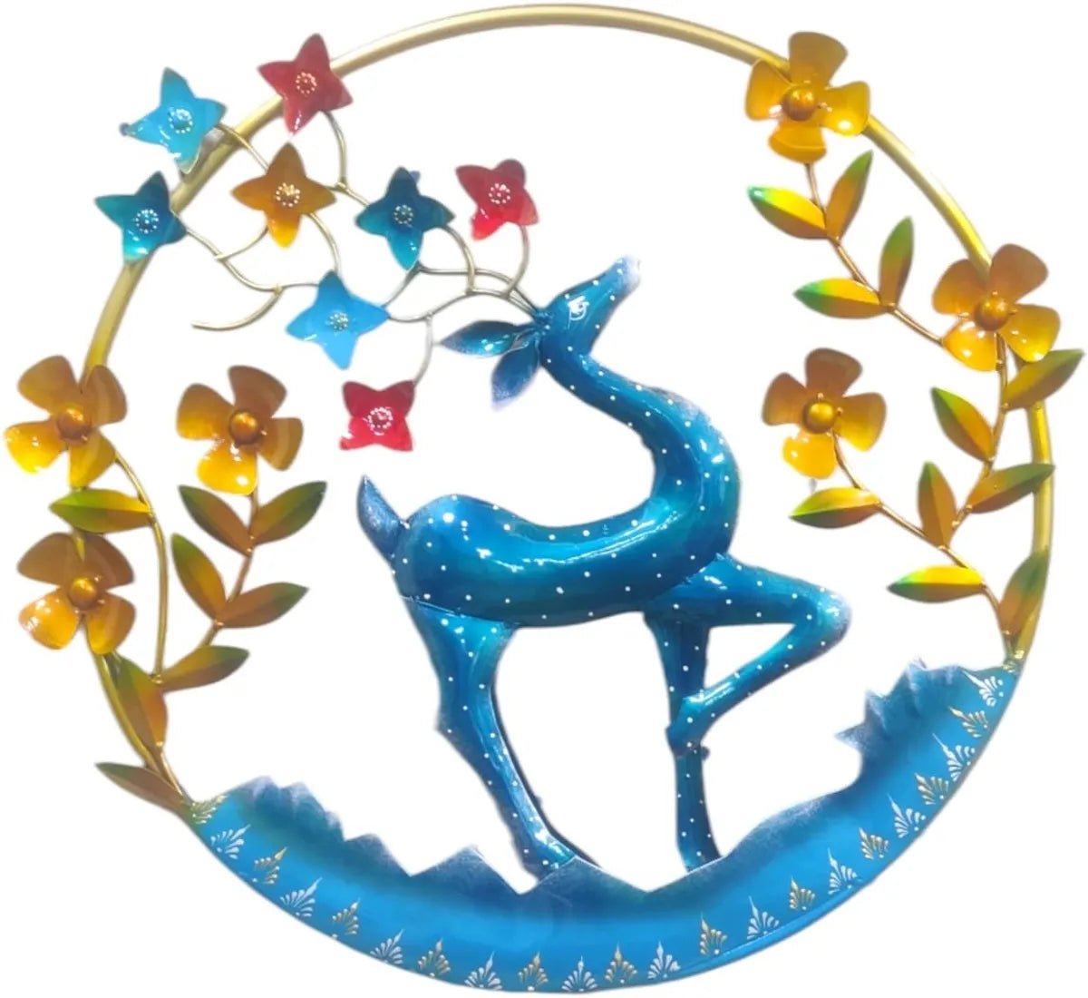 Metal Deer With Wild Flowers LED Wall Art - ArtyCraftz