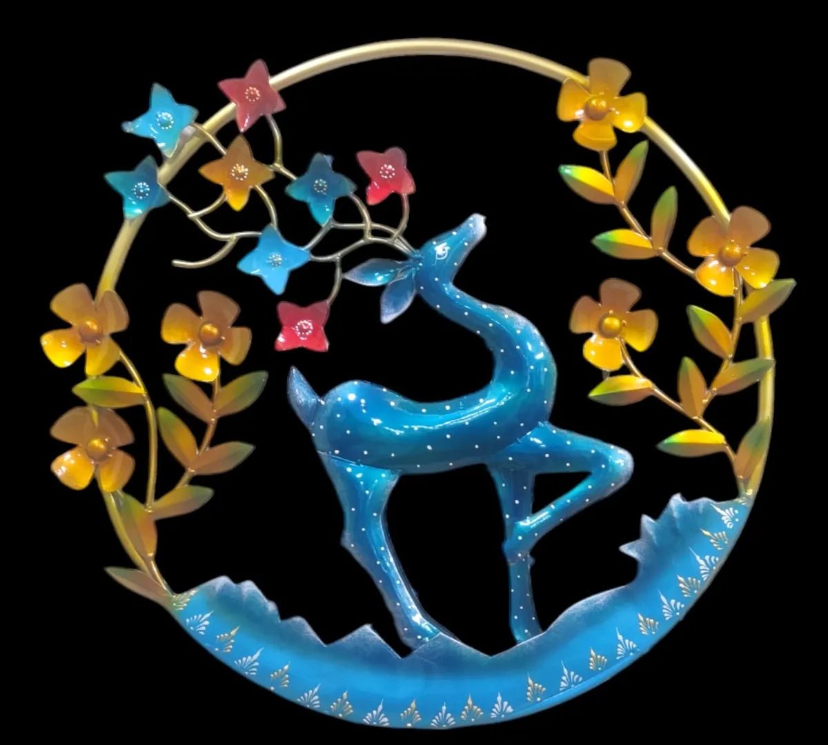 Metal Deer With Wild Flowers LED Wall Art - ArtyCraftz