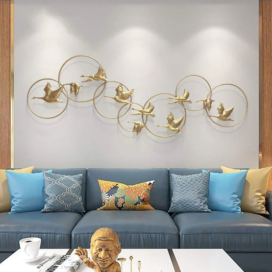 Metal Flying Birds in the Circular Frame Wall Decor - ArtyCraftz