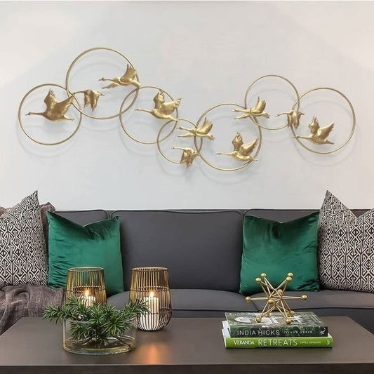 Metal Flying Birds in the Circular Frame Wall Decor - ArtyCraftz