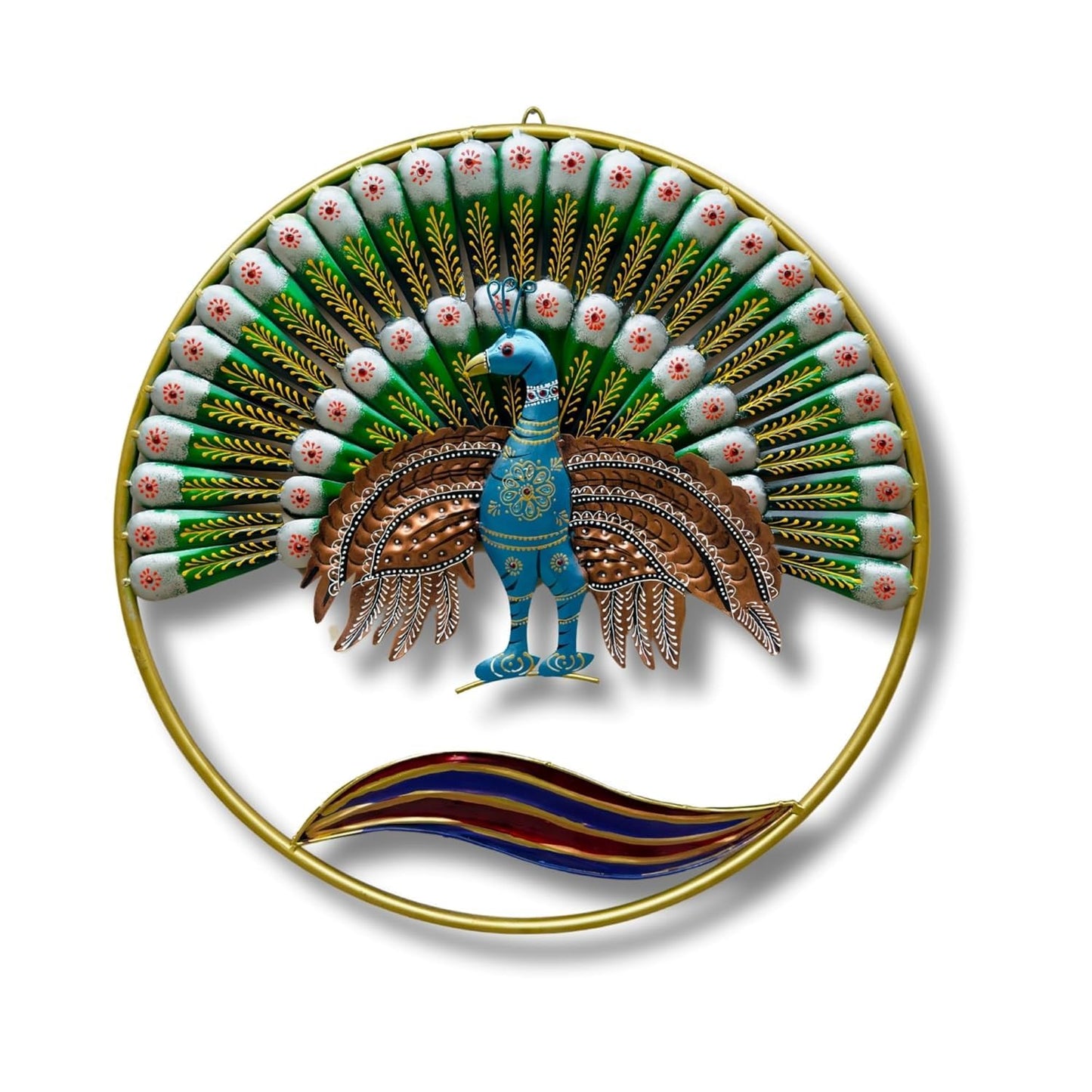 Metal Multicolor Peacock with Plumage Wall Art - ArtyCraftz