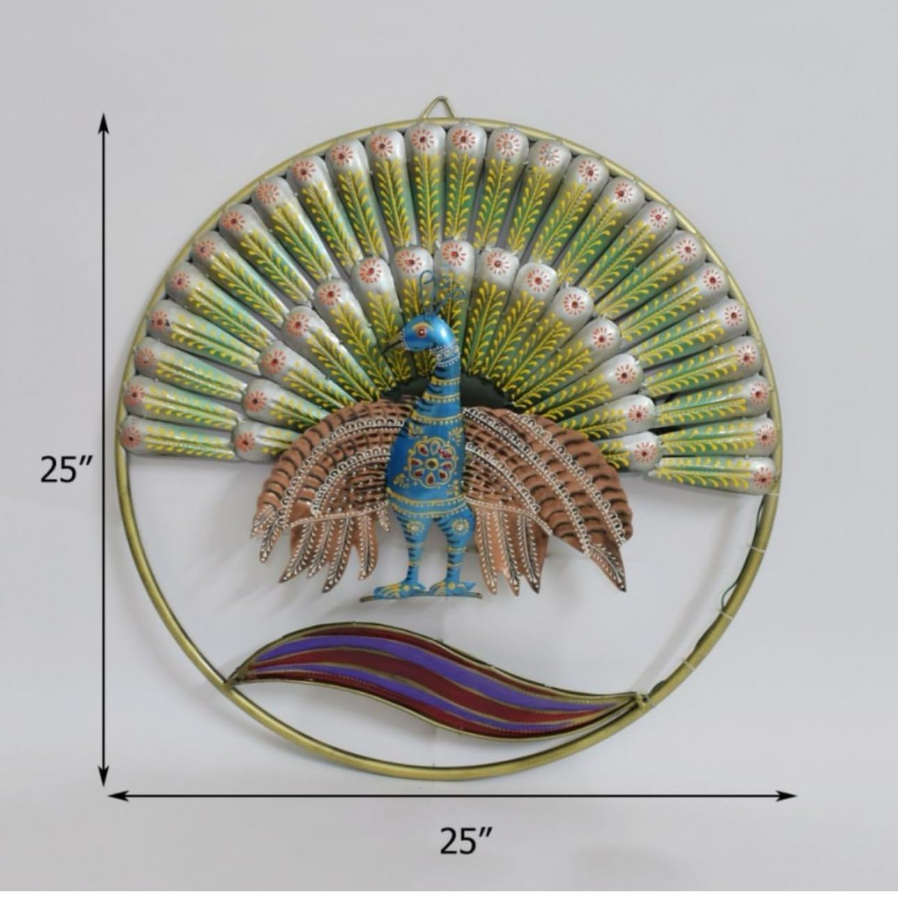 Metal Multicolor Peacock with Plumage Wall Art - ArtyCraftz