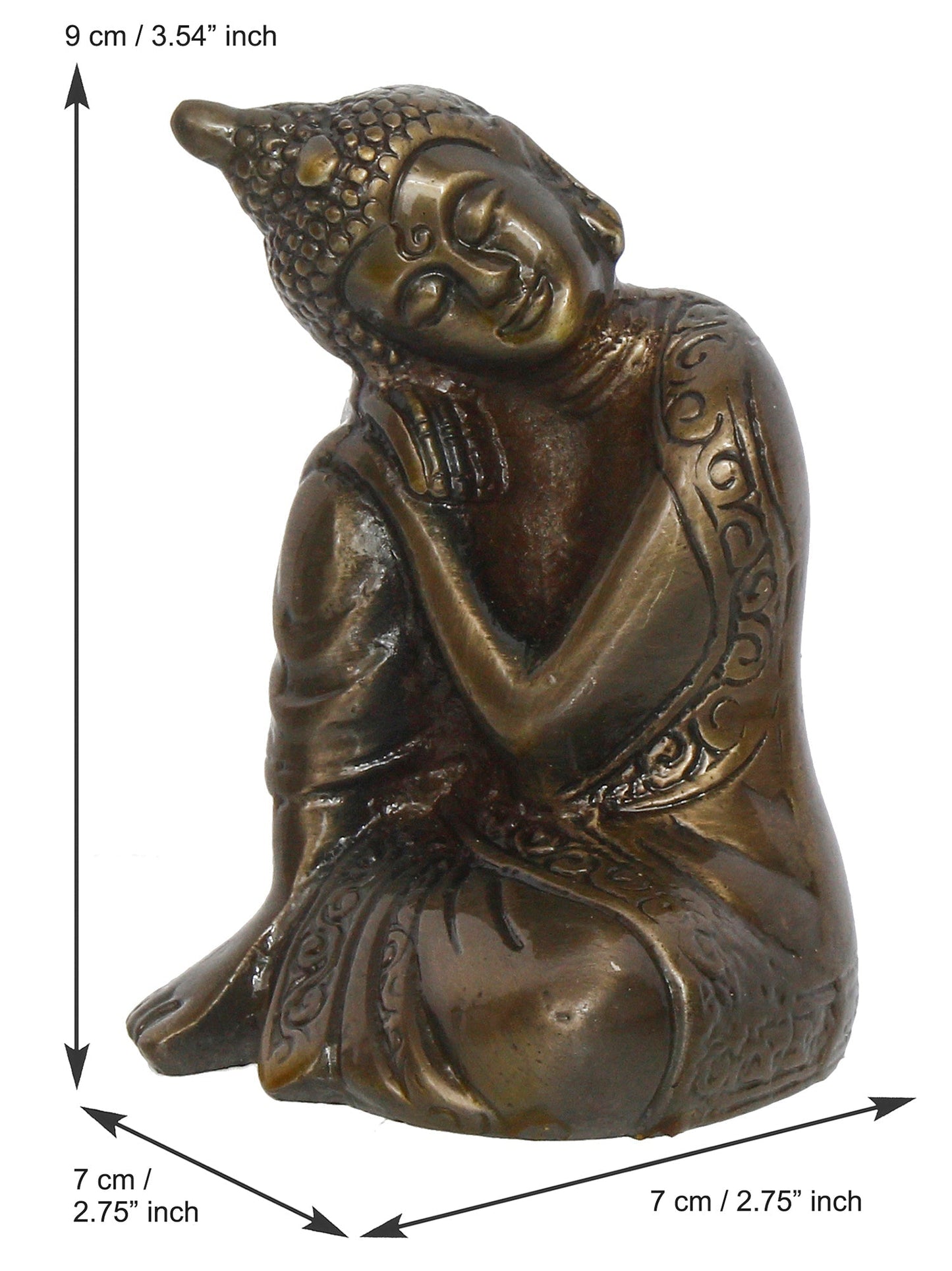Metal Resting Buddha On Knee Statue - ArtyCraftz