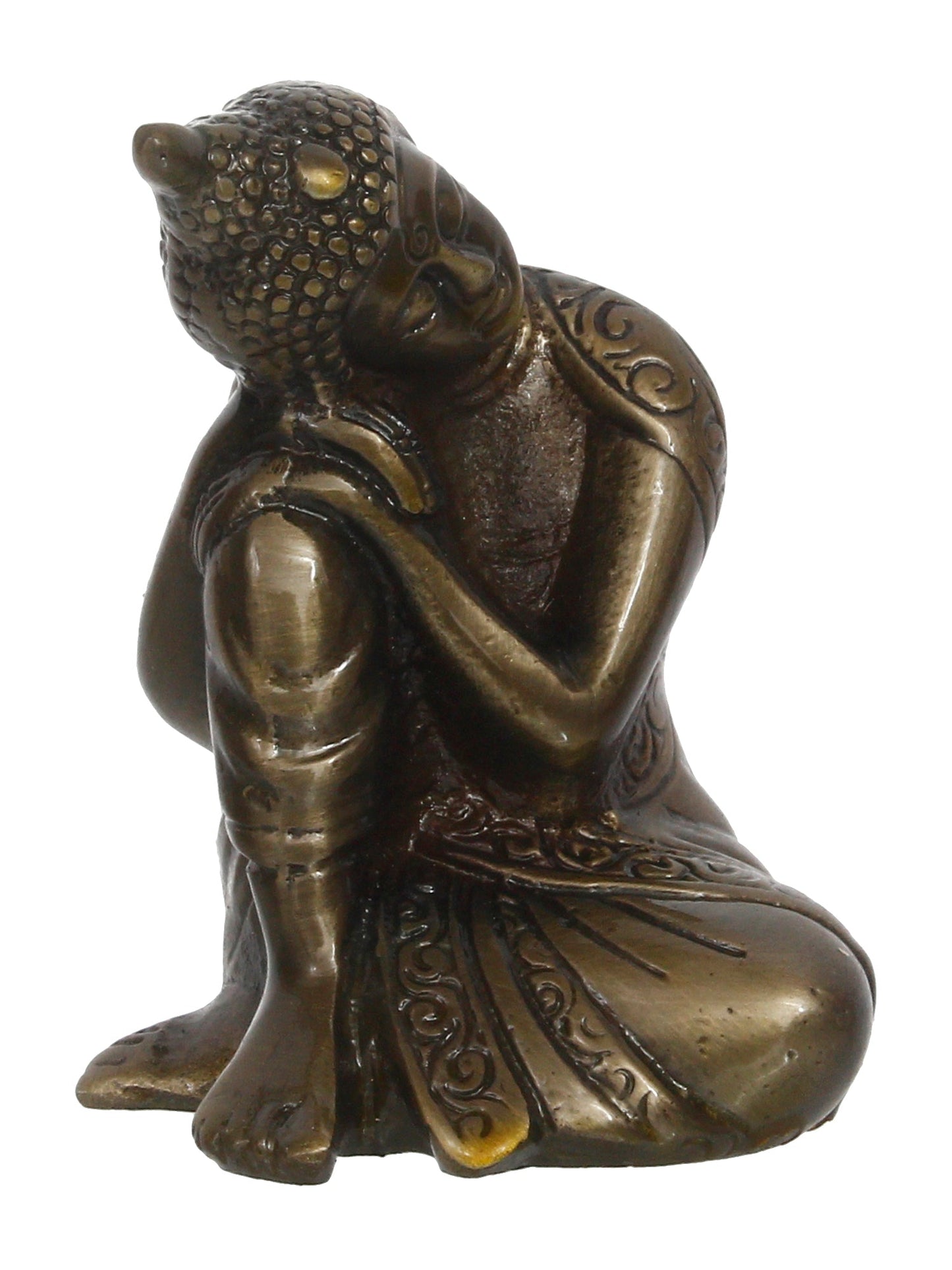 Metal Resting Buddha On Knee Statue - ArtyCraftz