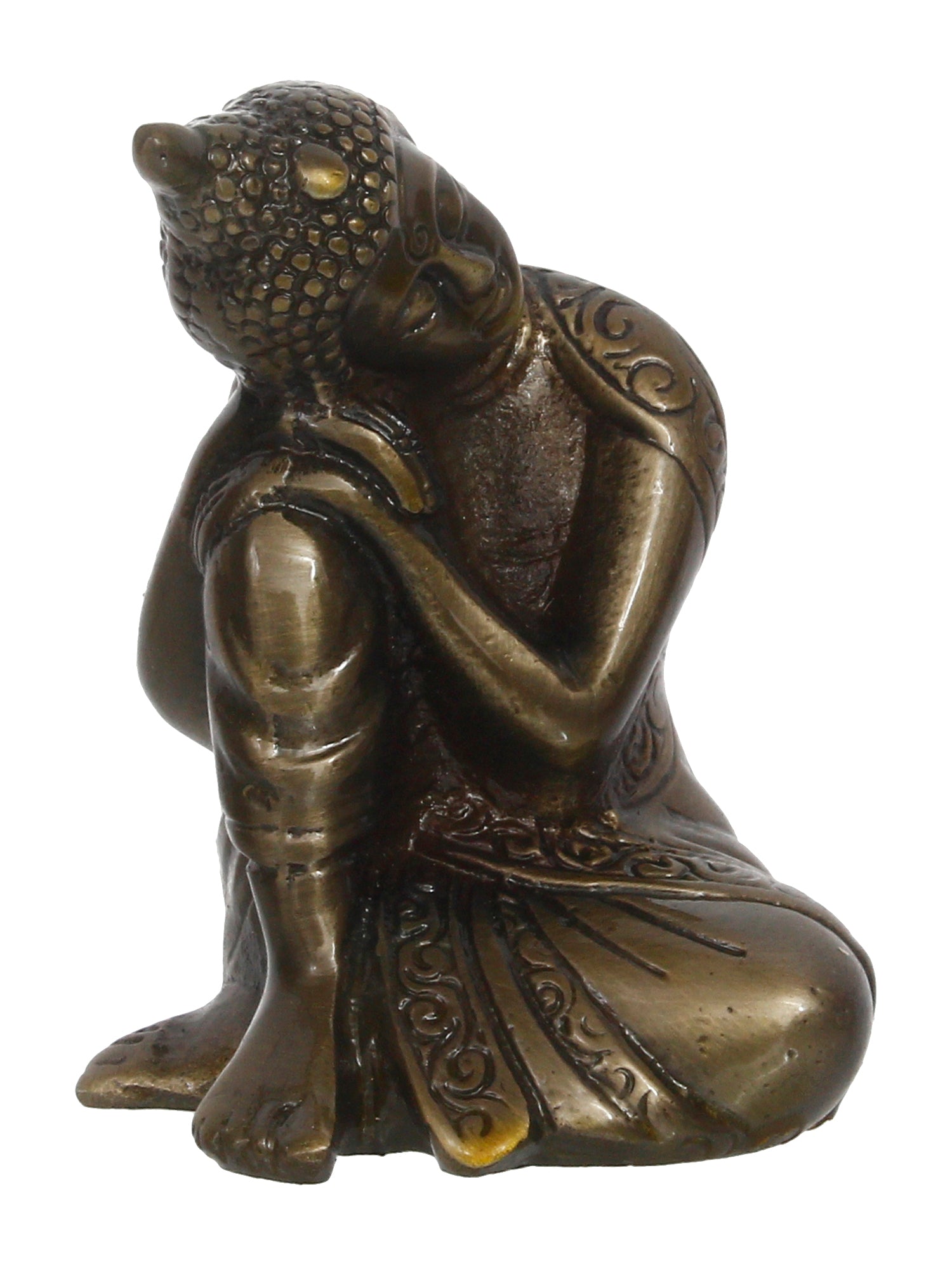 Metal Resting Buddha On Knee Statue - ArtyCraftz