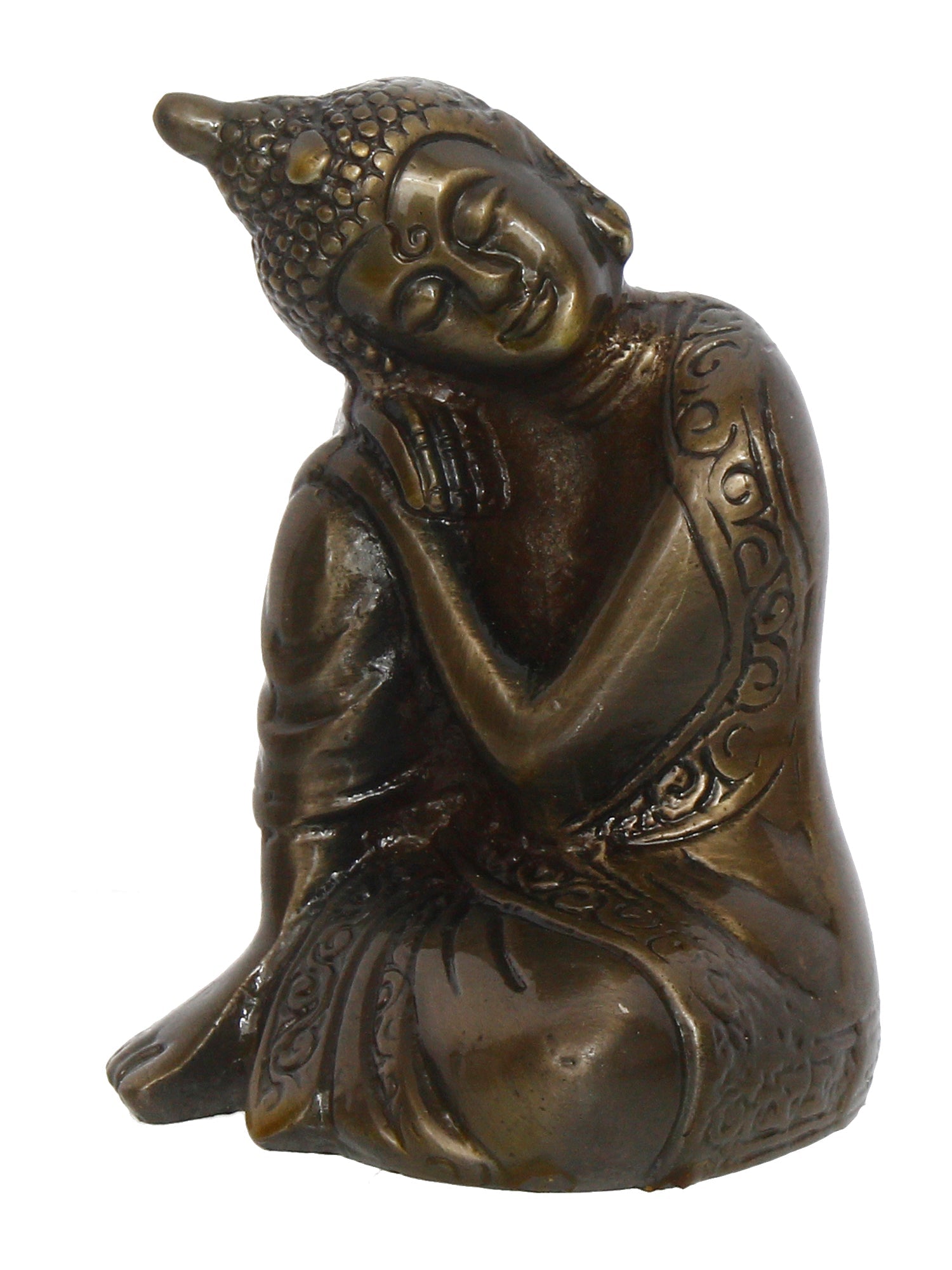 Metal Resting Buddha On Knee Statue - ArtyCraftz