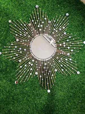 Metal Star and Crystal Wall Mirror - ArtyCraftz