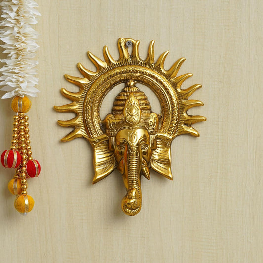 Metal Sun Decorative Ganesha Wall Hanging - ArtyCraftz