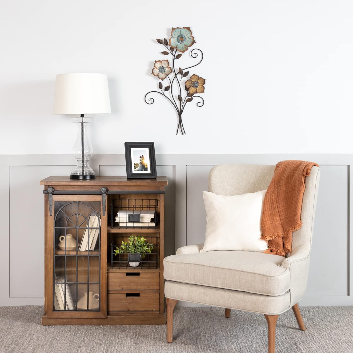 Metal Tricolor Flower Wall Art - ArtyCraftz