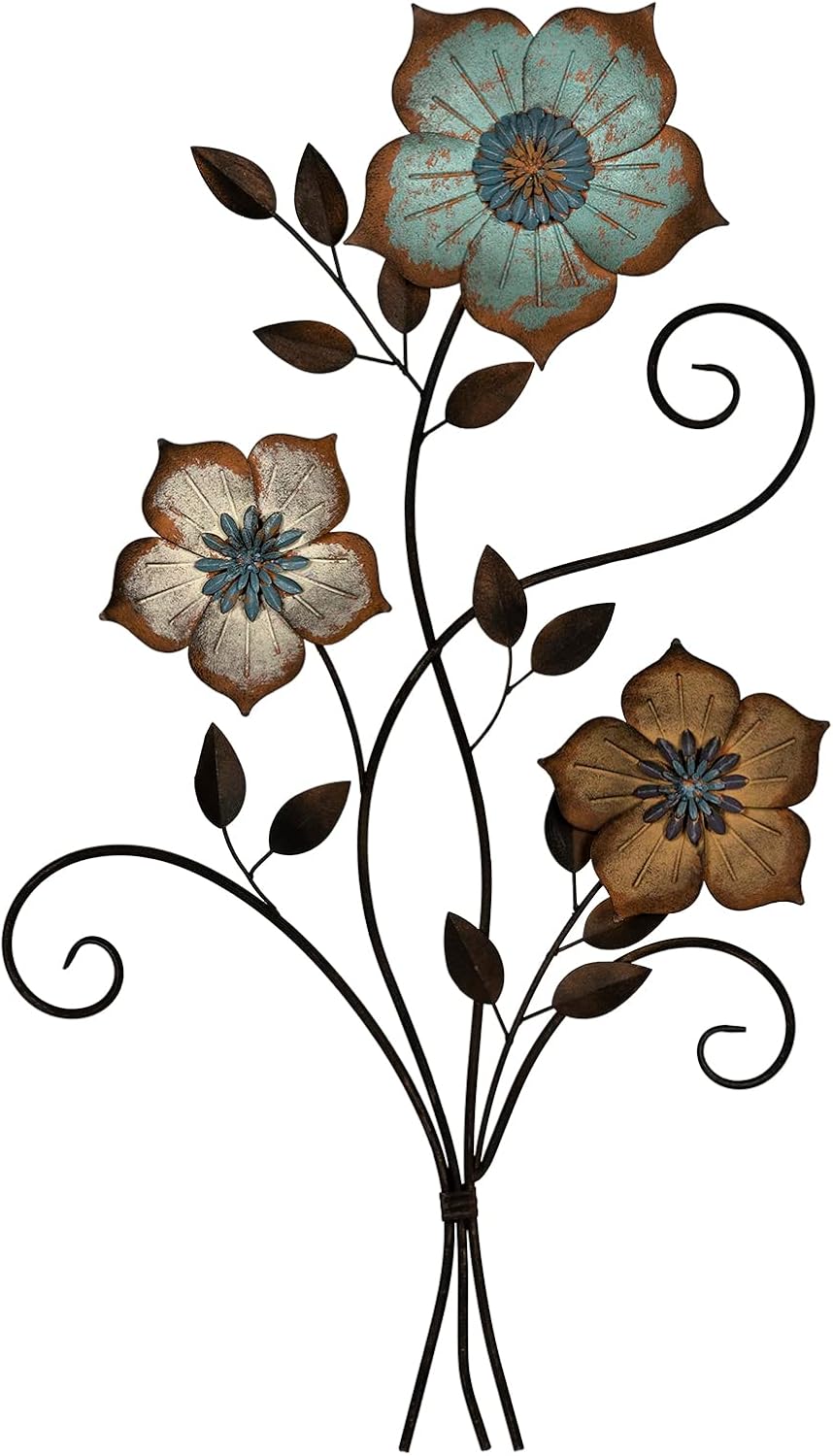 Metal Tricolor Flower Wall Art - ArtyCraftz