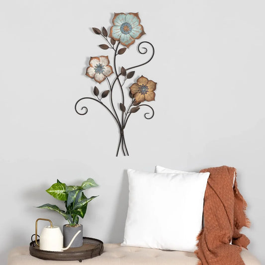 Metal Tricolor Flower Wall Art - ArtyCraftz