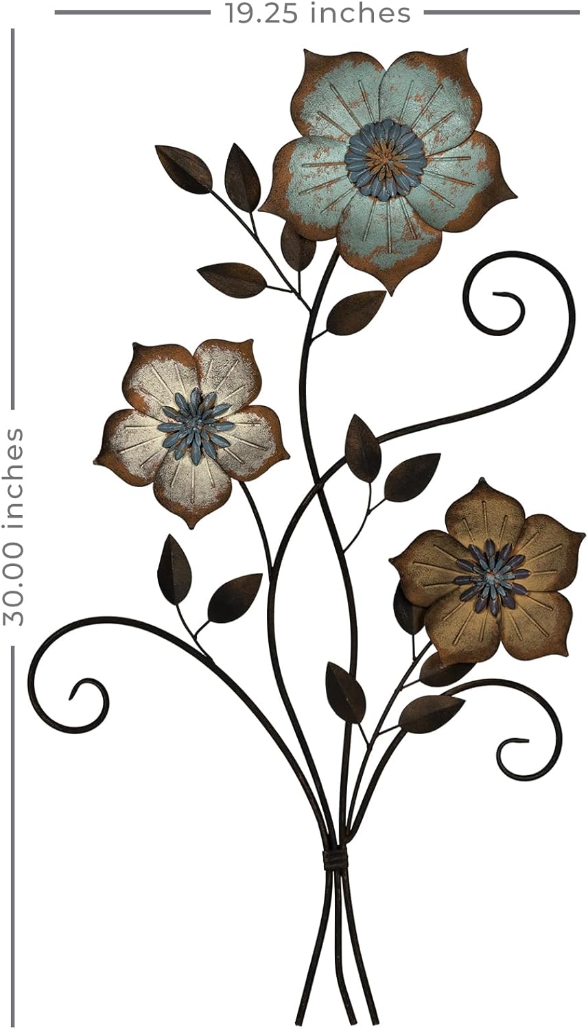 Metal Tricolor Flower Wall Art - ArtyCraftz