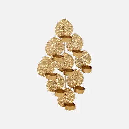 Metal Wall Mounted Nine leaves Tealight Candle Holder - ArtyCraftz