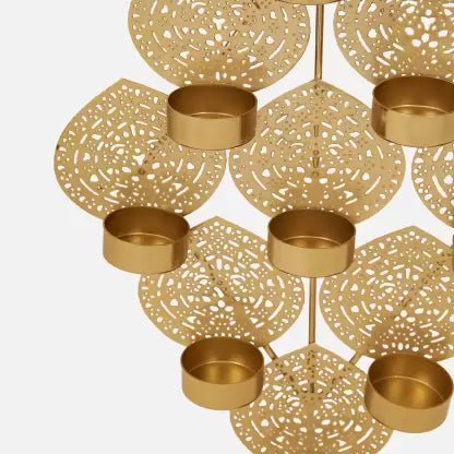 Metal Wall Mounted Nine leaves Tealight Candle Holder - ArtyCraftz