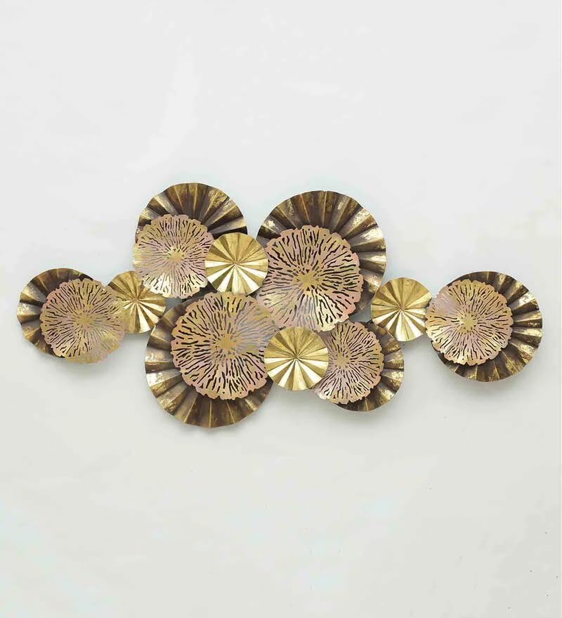metal floral wall art gold modern wall decor large 47x24 inch luxury wall hanging- ArtyCraftz.com