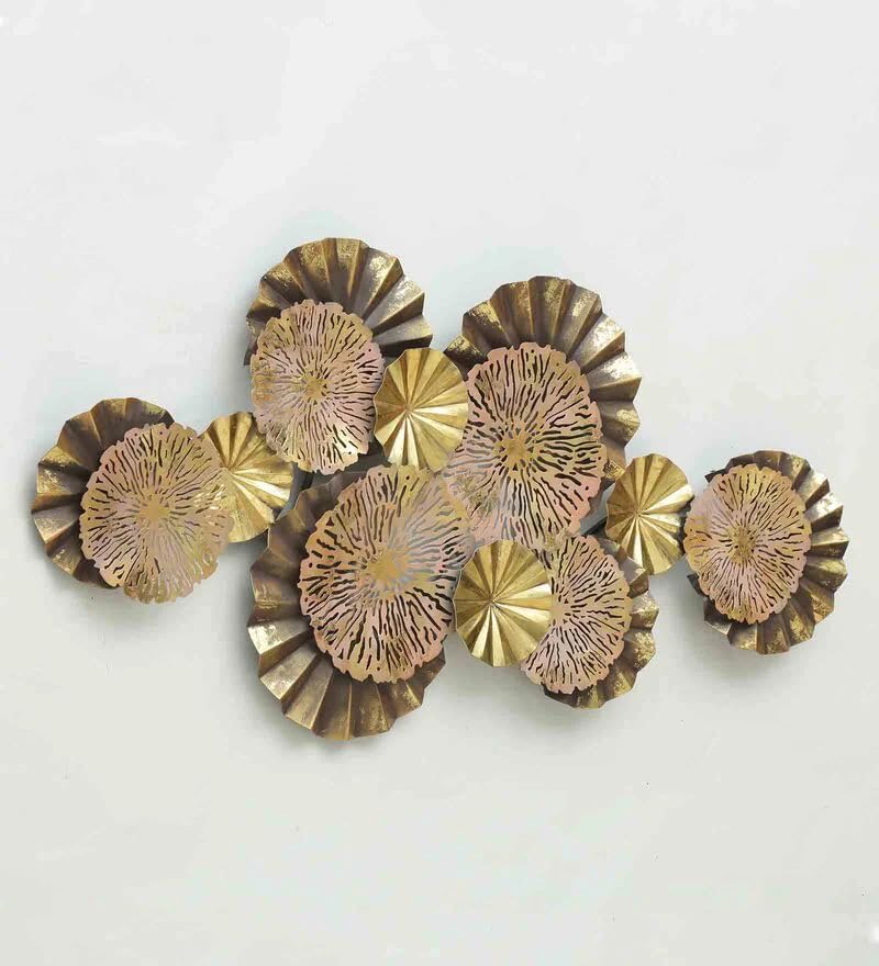 metal floral wall art gold modern wall decor large 47x24 inch luxury wall hanging- ArtyCraftz.com